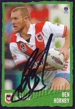 ✺Signed✺ 2004 ST GEORGE ILLAWARRA DRAGONS NRL Card BEN HORNBY Daily Telegraph