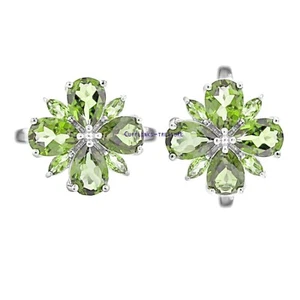 Natural Peridot Gemstones with 925 Sterling Silver Cufflinks For Men's - Picture 1 of 3
