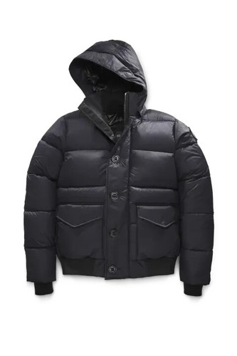 Parka piumino d'oca blu navy nuovo con etichette Canada Goose Black Label taglia M Ventoux