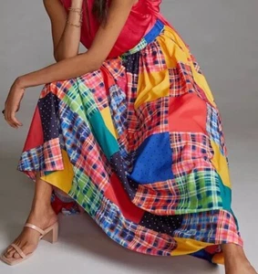 Maeve by Anthropologie Maxirock bunt Patchwork Lagenlook A-Linie Gr. M Boho - Bild 1 von 10
