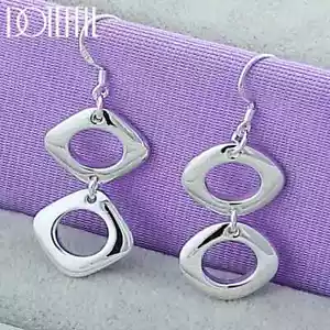 DOTEFFIL 925 Sterlingsilber Quadratisch Runde Geometrie Tropfen Ohrring Charm Schmuck - Bild 1 von 6