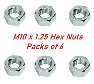 Paquete de tuercas hexagonales BZP métricas finas M10 X 1,25 (x6 tuercas) - Imagen 1 de 1
