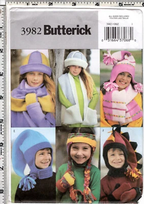 "Children's/Boys'/Girls' Hat, Scarf & Mittens" ©2003 Butterick Pattern # 3982 - Image 1 of 4