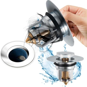 Stainless Steel Bounce Core Push-Type Converter Drain Filter Bathroom Quality US - Picture 1 of 9