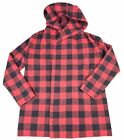 ANTHROPOLOGIE FIELD FLOWER Red Buffalo Plaid Check Wool Sweater Coat Hooded Med