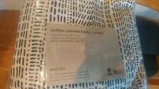 2 West Elm Cotton Canvas Bomu Curtains drapes 48 96 midnight blue  New 