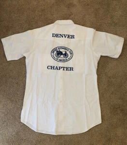 Camicia da lavoro Miller Western Wear Denver antica Automobile Club Pearl Snap Large - Foto 1 di 7