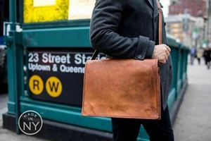 Leder-Kuriertasche ALLE Laptop-Tasche abgenutzt braun Umhängetasche Aktentasc... - Bild 1 von 9