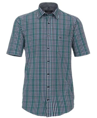 Casamoda Kurzarmhemd Karo blau grün weiss Seersucker Gr. M-6XL Sport Edition - Bild 1 von 4