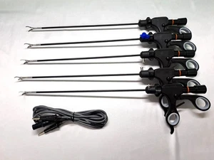 Laparoscopic Bipolar Maryland Forceps 5mm With Cable Surgical Instrument Set 6pc - Picture 1 of 6