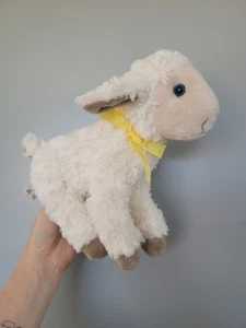TJM Easter lamb sheep soft toy Plush yellow Bow vgc 9” tall happy easter - Imagen 1 de 5