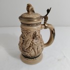 Vintage GREAT DOGS OF THE OUTDOORS Lidded Ceramic Stein Hunting Dogs Beer Mug