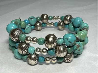 Pulsera envolvente de plata de ley 925 turquesa con cuentas Carolyn Polick Relios Foto 1 de 4