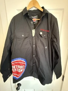 Express Mens Large Tall Detroit Pistons Button Up Shirt Black - Picture 1 of 4