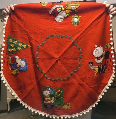 RARO Kit de Falda Árbol de Navidad Fieltro Bucilla Papá Noel 41” Lentejuelas Joyas Años 80 Foto 1 de 4