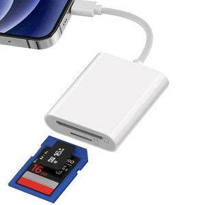 Lecteur de Carte SD pour iPhone iPad, Adaptateur Appareil Photo Numérique vers iPhone, Mémoire 2 en 1 - Photo 1/5