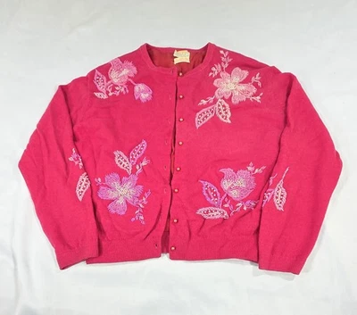 Cárdigan Suéter De Colección Años 50 Cavanagh’s Rosa Con Cuentas Lana Angora Talla 44 Santo Tomás VI Foto 1 de 4