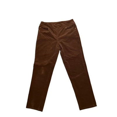 Ruby Rd Petite Pants Woman's Sz 10P Brown Corduroy Stretch Mid Rise Straight Leg - Image 1 of 4