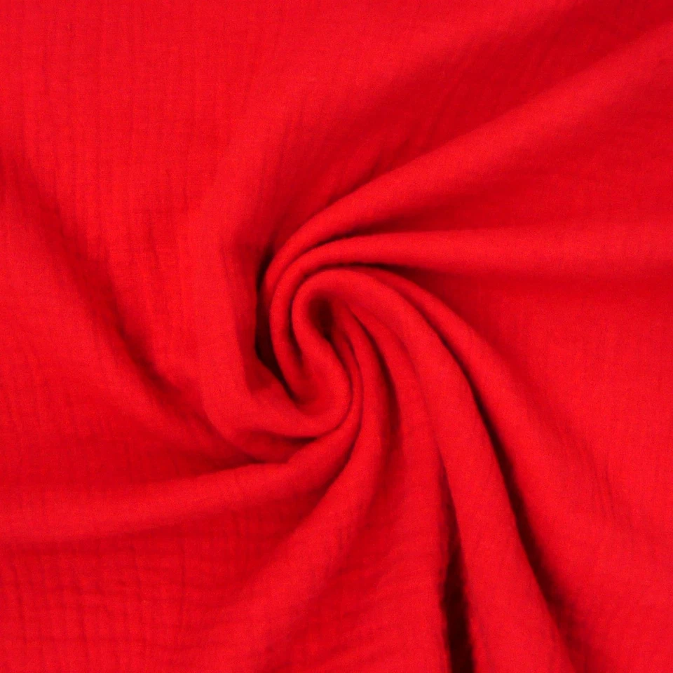 Bekleidungsstoff Double Gauze Musselin Windelstoff einfarbig rot - Bild 1 von 1