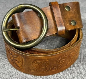 Cinturón de Cuero Tooled Años 90 De Colección (Personalizado) "BILLY" con Hebilla de Latón 32-33-34 - Imagen 1 de 7