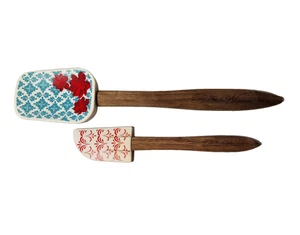 The Pioneer Frau Silikon Spatel Set 2 Akazienholz Griff Floral 12 in 8,5 Zoll - Bild 1 von 9