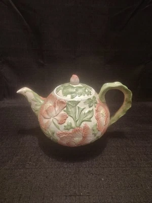 Tetera de porcelana vintage Fitz & Floyd 1988 Tulleries floral rosa/verde (7) Foto 1 de 4