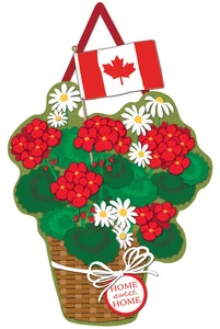 Cesto patriottico canadese di fiori decorazione porta tela - Foto 1 di 2