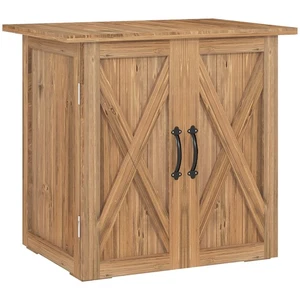 Abri de jardin armoire à outils en bois double porte fermetures magnétiques marron - Photo 1/10