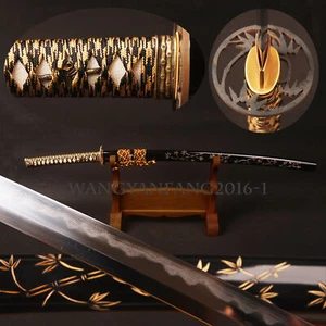 Clay Tempered Folded T10 Steel Full Tang Japanese Samurai Katana Sharp Sword - Picture 1 of 12