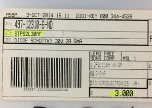 STPS2L30AF ST MICRO DIODE SCHOTTKY 30V 2A SMA DO-214AC ROHS 50 PIECES - Picture 1 of 1