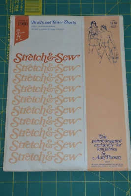 Stretch & Sew 1900 sewing pattern, mens briefs & boxer shorts size 30-42" - Image 1 of 3