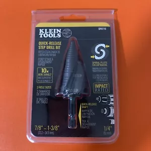 Klein Tools QRST15 Step Drill Bit, Quick Release, Spiral Flute, 7/8 to 1-3/8 NEW - Picture 1 of 2