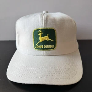 Cappello Vintage John Deere Berretto Strap Back K Prodotti Bianco Verde Patch Fattoria USA - Foto 1 di 11