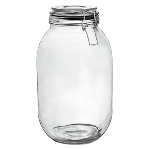 Glass Storage Jar with Airtight Clip Lid 3L Black Seal - Picture 1 of 6