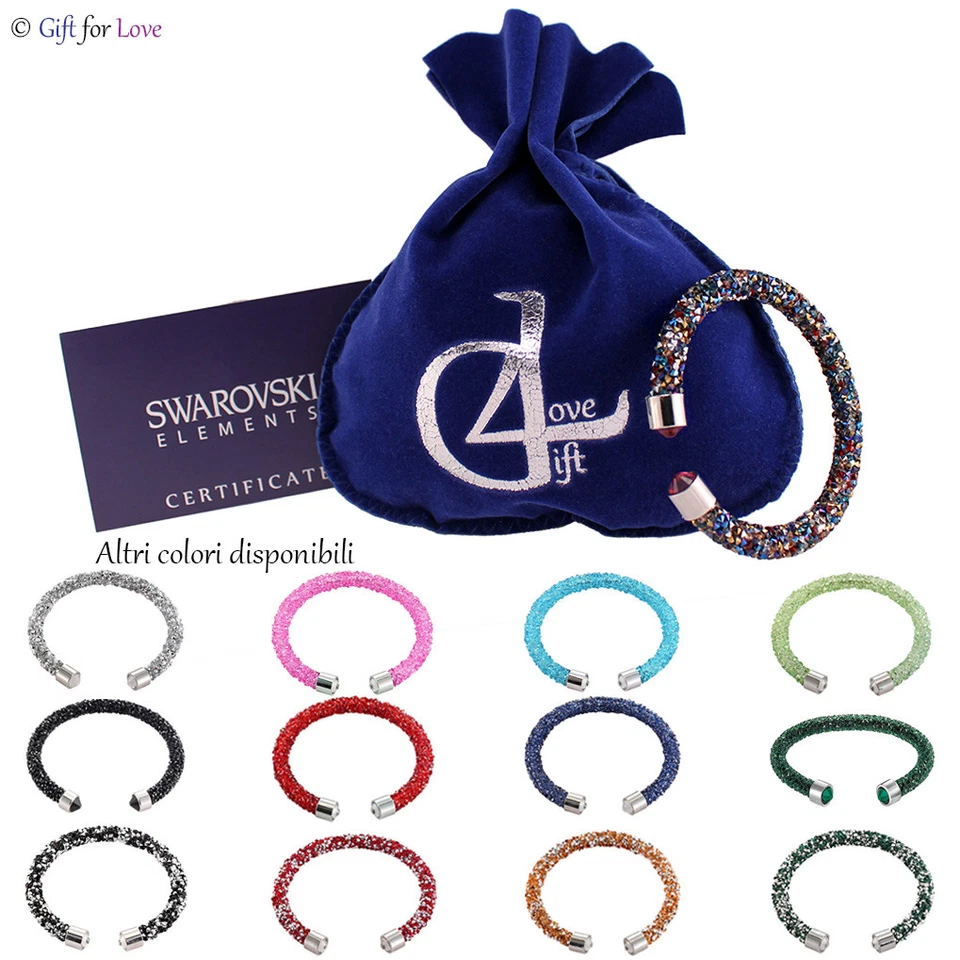 Bracciale donna argento Swarovski Element originale G4Love cristalli semi rigido - Immagine 1 di 1
