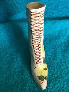 Vintage Cash Family Hand Painted Pottery Victorian Boot Vase 6 1/4" Erwin TN - Picture 1 of 8