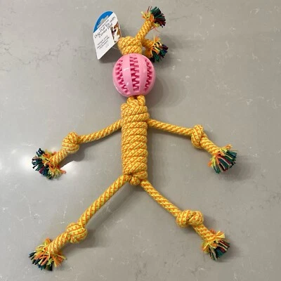 Duke’s Pet Products 17” Muñeca Anudada Perro Tirar Juguete con Bola de Goma para Masticar NUEVO Foto 1 de 4