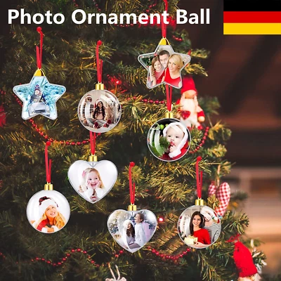 DE Personalisierte Weihnachtsbaum Foto Kugeln XMAS Ball Star Ornament Dekoration - Bild 1 von 4