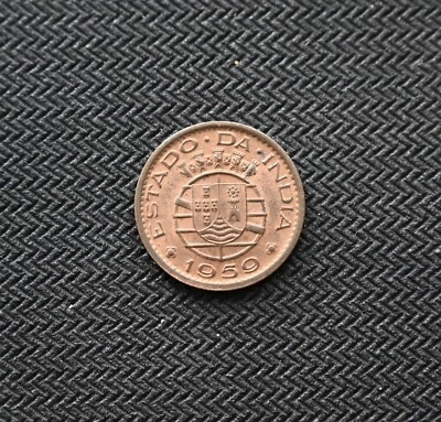1959 Portuguese India 10 Centavos Red-brown Uncirculated Portugal KM#30 - Image 1 of 2
