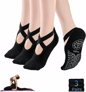 2/6 Pairs Cushion Pad Yoga Socks|Pilates Socks|Non Slip Grip Socks|Fitness Sport - Picture 1 of 7
