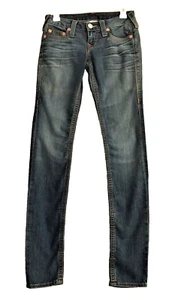 Pantalones de mezclilla para mujer True Religion AJUSTADOS antiguos múltiples QT nublados con luz en el cielo lavado 25 ¡EXCELENTES! - Imagen 1 de 9