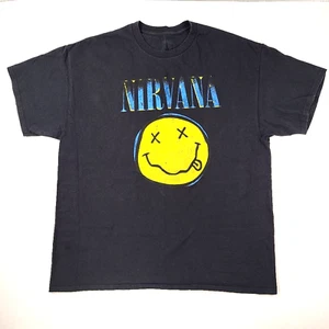 T-shirt Nirvana Graphic Band uomo XL nera faccina sorridente manica corta girocollo - Foto 1 di 6