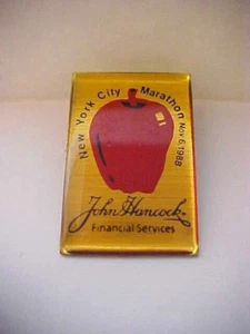 New York City Marathon November 6, 1988 John Hancock Sponsor Big Apple Pin - Picture 1 of 2