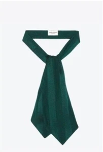 New Authentic Saint Laurent Large Spotted  ascot silk tie scarf in green &black  - Picture 1 of 17