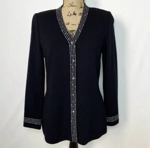 St. John Abendblazer 4 schwarz silber verziert Knopfleiste Wollmischung Strick - Bild 1 von 8