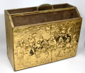 ESTANTE DE COLECCIÓN DE LATÓN EN RELIEVE Y MADERA mango baile en INGLANDIA CUADRADA dividido - Imagen 1 de 8