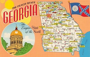 POSTCARD ~ The Peach State ~ Georgia ~ The Empire State of the South - Picture 1 of 2
