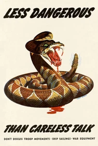 Less Dangerous Than Careless Talk - Rattlesnake - 1944 - World War II - Poster - Picture 1 of 1