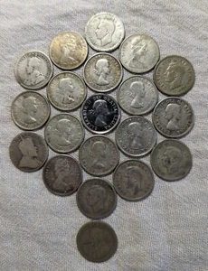 Lot of 20 Canada Silver Dimes : Mixed, Older Dates, AG-BU - .8 Fine Silver Coins - Picture 1 of 10