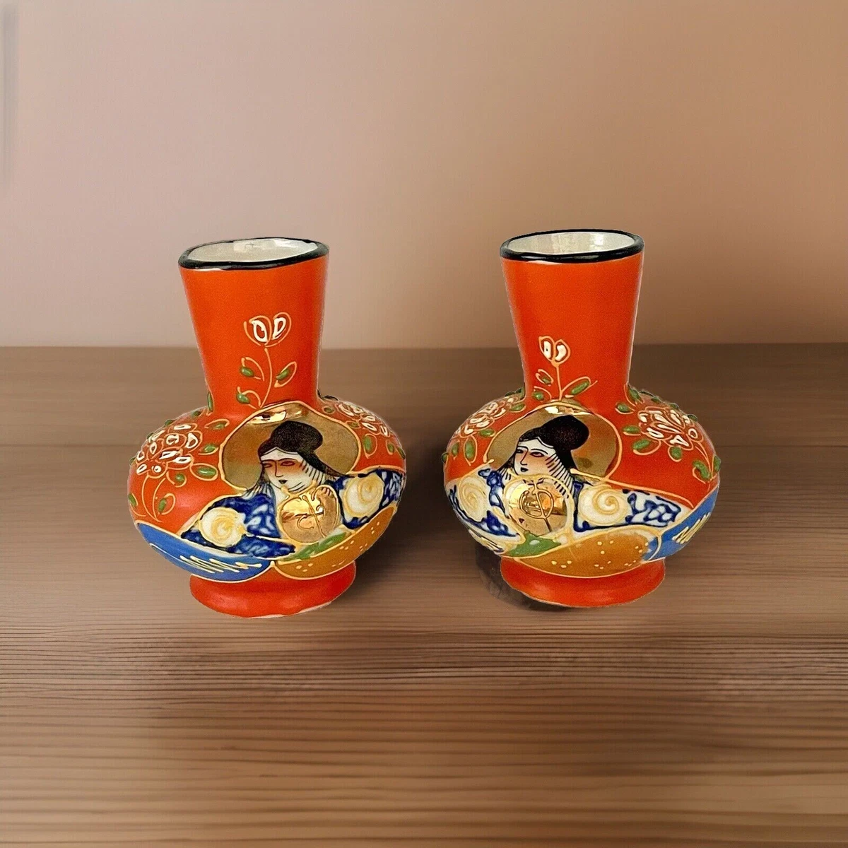 艺妓花瓶日本古董花瓶| eBay